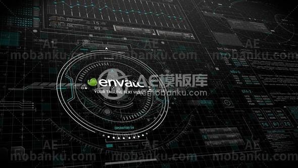 283924K HUD界面视频包装AE模版4K Futuristic HUD Logo Reveal