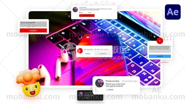 28400创意视频包装AE模版YouTube Comments | After Effects