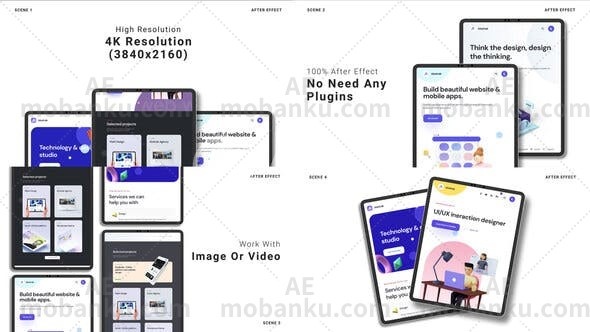 28401网站促销-平板电脑模型动画AE模版Website Promo – Tablet Mockup