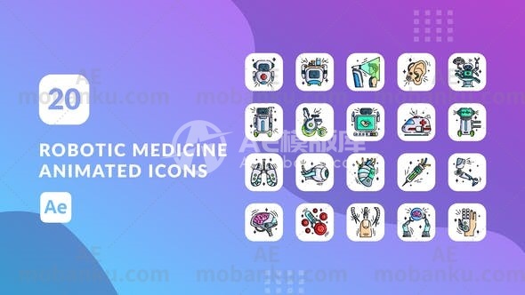 28404机器人医学动画图标icons动画AE模版Robotic Medicine Animated Icons | After Effects