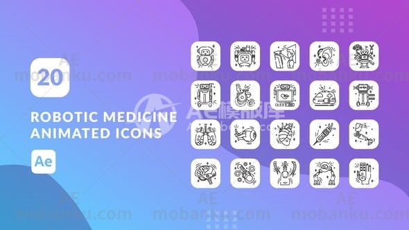 28413机器人医学动画图标icons动画AE模版Robotic Medicine Animated Icons | After Effects