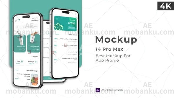 28416电话手机模型动画AE模版Phone Mockup – 14 Pro Max
