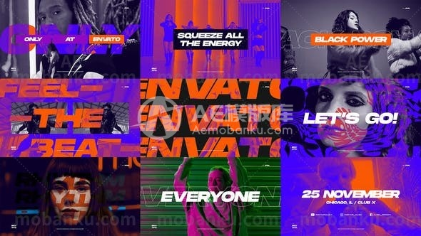 28428动态音乐活动促销动画AE模版Dynamic Music Event Promo / EDM Festival Opener / Night Club Party Invitation / Typography Intro