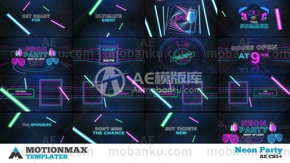 28433霓虹灯派对-夏季派对动画AE模版Neon Party – Summer Party 06