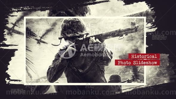 28444笔刷特效历史图文展示动画AE模版Brush Historical Slideshow