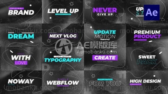 28449抽象文字标题动画AE模版Abstract Text Titles