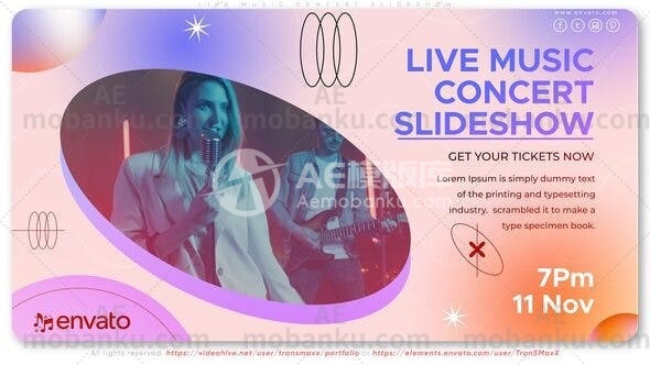 28456现场音乐音乐会动画AE模版Live Music Concert Slideshow