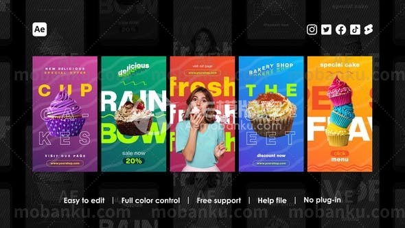 28470美食故事视频AE模版Food Stories