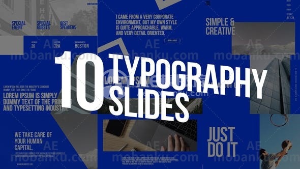 28493创意文字排版动画AE模版Typography Slides | AE
