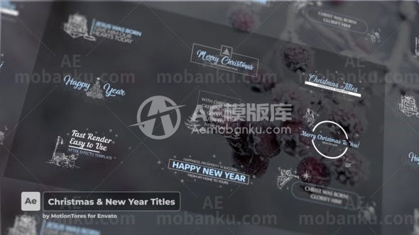 28498圣诞节文字标题动画AE模版Christmas Titles