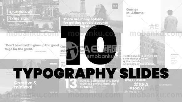 2849910组创意文字排版动画AE模版10 Typography Slides | AE