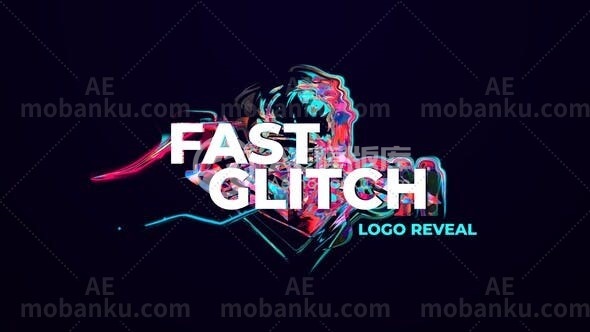 28505创意信号干扰logo演绎动画AE模版Fast Glitch Logo Reveal