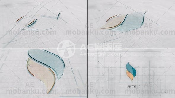 28510素描纸/建筑师蓝图logo演绎AE模版Sketch Paper / Architect Blueprint Logo