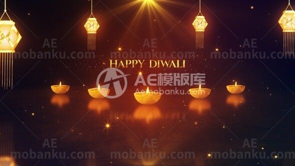 28514排灯节创意logo演绎动画AE模版Happy Diwali Logo Reveal