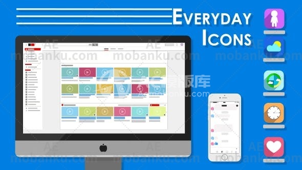 28542社交网络图标包动画AE模版Social Network Icons Pack