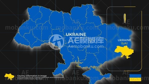 28547乌克兰地图宣传片AE模版Ukraine Map Promo