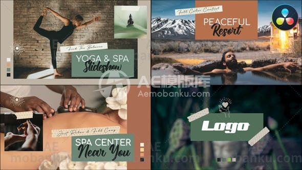 28558瑜伽和水疗图文展示达芬奇模版Yoga&SPA Slideshow for DaVinci Resolve