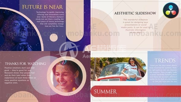 28563创意视频包装达芬奇模版Aesthetic Stylish Slideshow for DaVinci Resolve