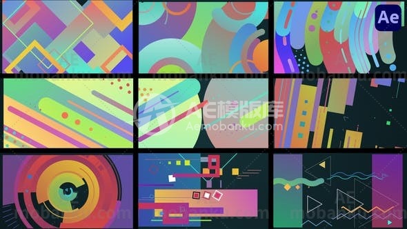28569彩色形状过渡动画AE模版Colorful Shape Transitions #3 [After Effects]