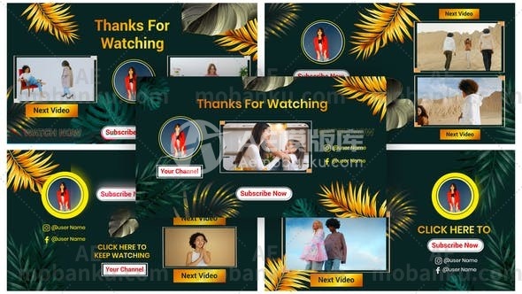 28586创意视频AE模版Lovely Boutique YouTube After Effects End Screen