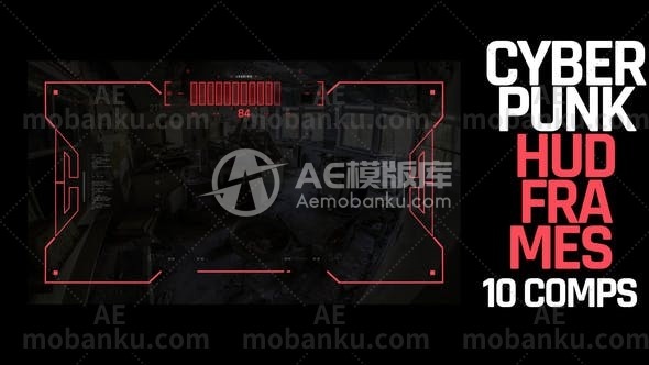28591HUD界面朋克动画AE模版HUD Cyberpunk Frames