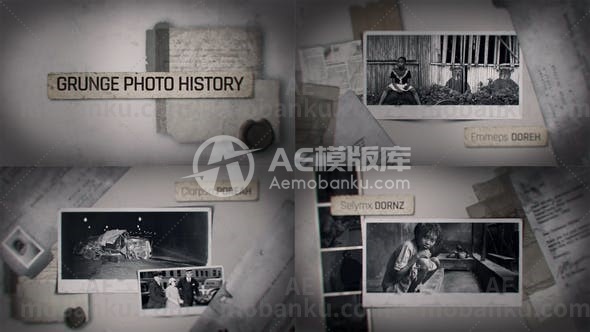 28652回忆相册动画AE模版Grunge History Photo Slide