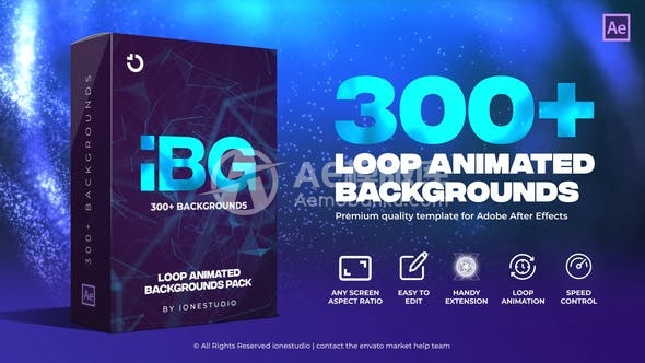 AE+PR脚本-300+图案渐变霓虹灯粒子背景循环动画预设