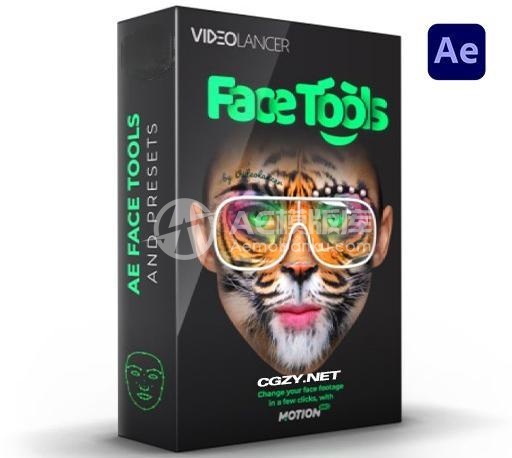 AE脚本人脸面部跟踪合成换脸表情美颜变形美容滤镜特效插件预设 AE Face Tools V4.1版 +使用教程