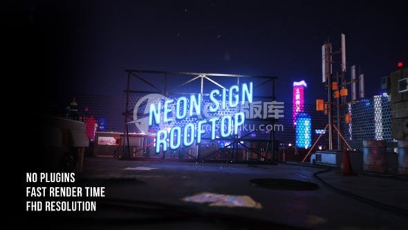 28988霓虹屋顶标志揭示 AE模版