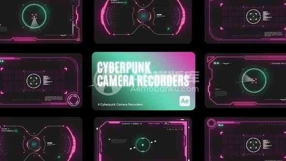 28999赛博朋克HUD相机录像带AE模版