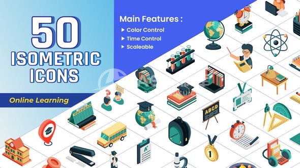 29001等距图标 – 在线学习 AE模版