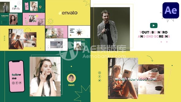 29015Adobe After Effects的Youtube视频结束屏幕模板