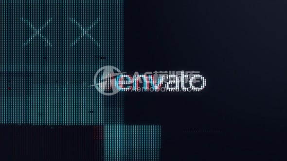 29022像素化的故障Logo AE模版