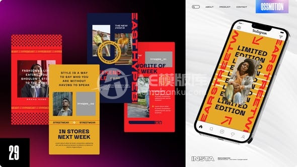 29058状态的Instagram故事 AE模版