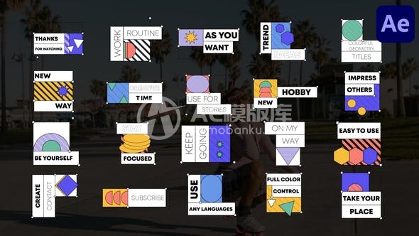 29061丰富多彩的几何标题在After Effects中的应用效果