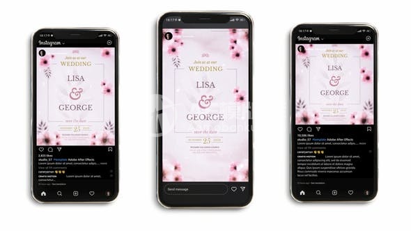 29067婚礼Instagram发布||婚礼邀请函引导 AE模版