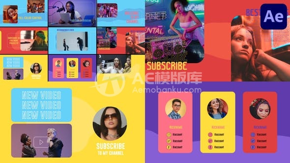 29077Youtube 订阅和片尾幻灯片 | After Effects AE模版