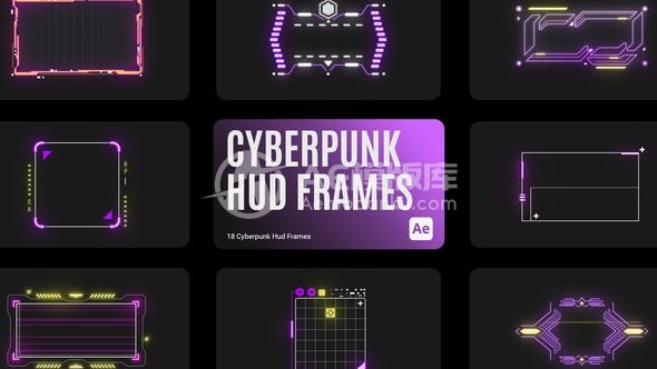 29092Adobe After Effects的赛博朋克HUD边框模版
