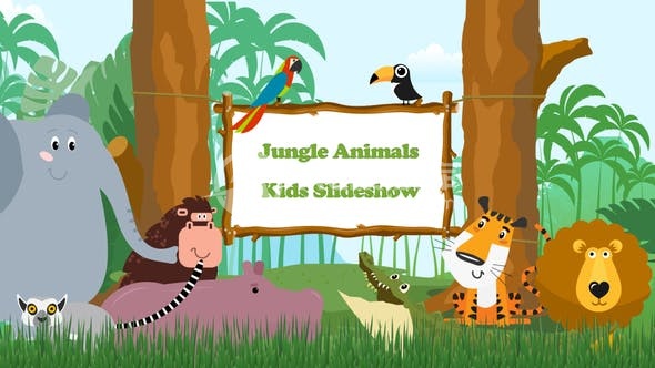 29129丛林动物儿童幻灯片AE模版