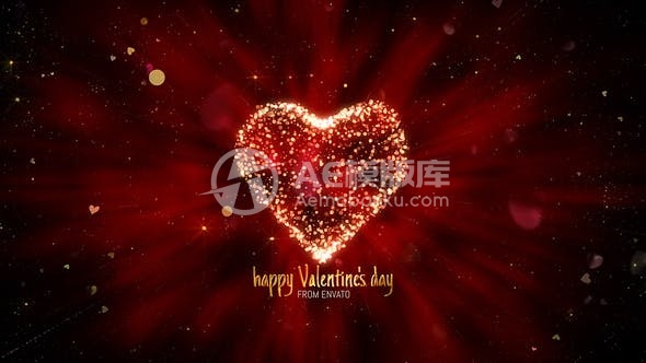 29159完美的快乐情人节心形问候与闪光效果 AE模版