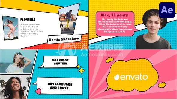 29185漫画幻灯片AE模版