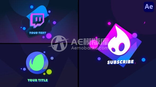 292712D 卡通霓虹徽标动画 [After Effects] AE模版