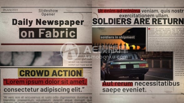 29275织物上的每日报纸 AE模版
