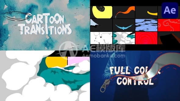 29276适用于After Effects的抽象卡通过渡效果
