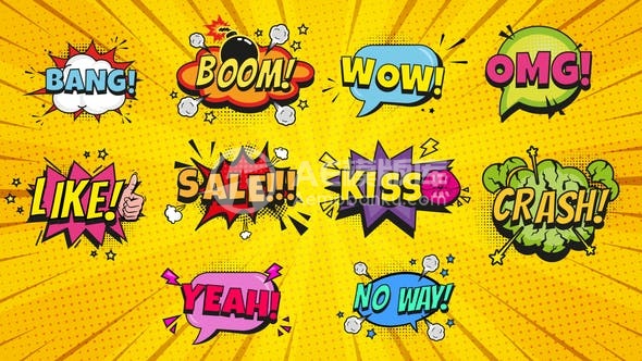 29302漫画气泡 | 可编辑的卡通标题 AE模板