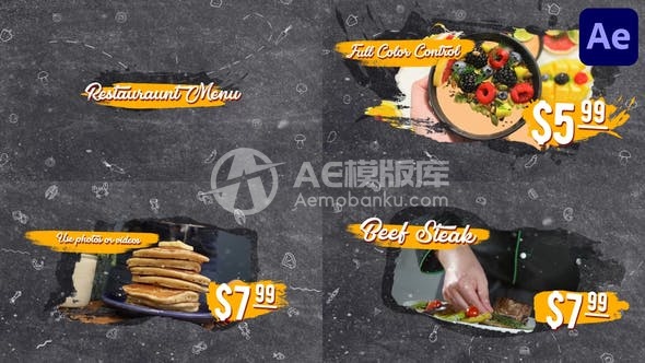 29349黑色主题餐厅菜单 | Adobe After Effects模版