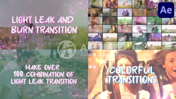 29355透光漏光过渡与燃烧过渡效果模板（Adobe After Effects）