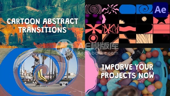 29360卡通抽象过渡效果AE模版