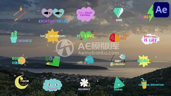 29362创意卡通贴纸 | AE模版