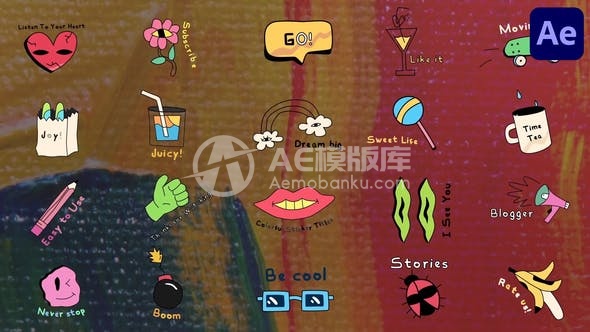 29363多彩贴纸标题 | After Effects AE模版